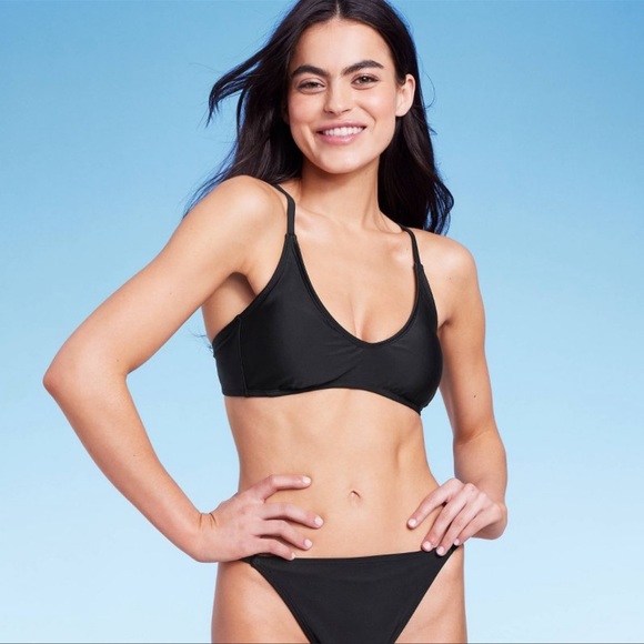 2/$20   Wild Fable Scoop Neck Bralette Bikini Top - Black - Picture 1 of 6